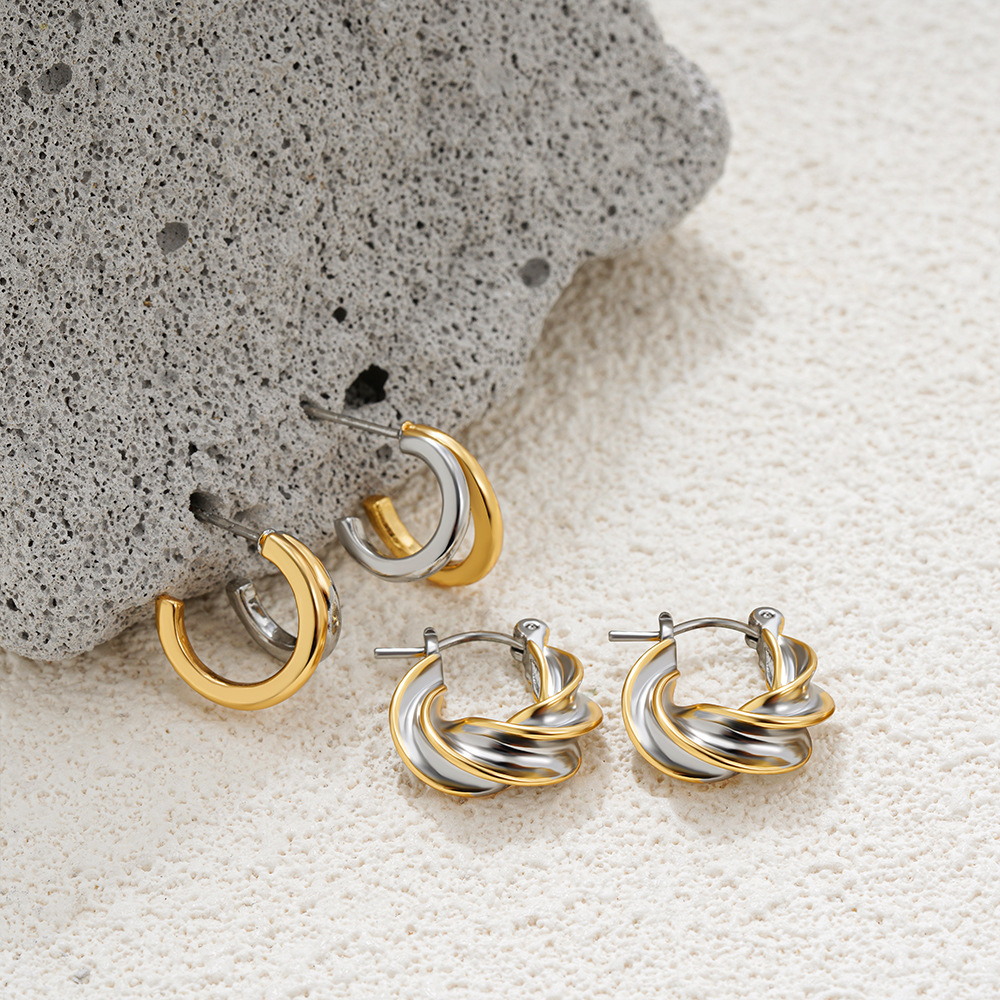 1 Pair Geometric Classic Style Commute Copper Mixed Metal Plating Earrings Ear Studs display picture 8