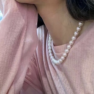 11-12mm Seedless Freshwater Pearl Necklace, Natural High-End Versatile Long Style for Women, Light Luxury Style