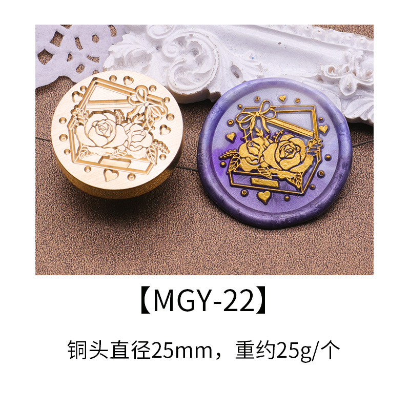 Cabezal de sello de pintura de fuego europea, serie de jardín de rosas, pintura de fuego, cabeza de cobre, sobre, cera de sellado, producto terminado, cabezal de impresión de imagen listo