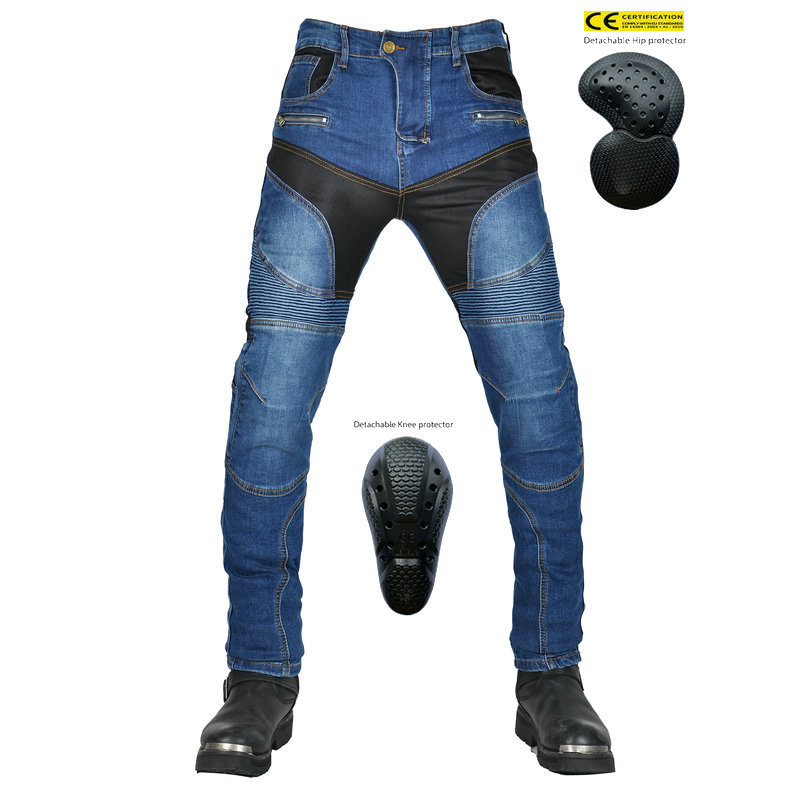 VOLERO Volum Gong pantalones vaqueros de la motocicleta de los hombres de verano de malla transpirable motocicleta anti-caída pantalones resistentes al desgaste anti-desgarro