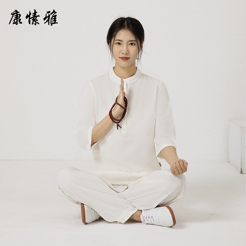 Kang Suya New Product Chinese Style Fairy Qi Zen Suit Cotton and Linen Zen Tea Suit Jushi Suit Women's Suit Autumn and Winter Meditation Suit Kang Suya New Product Chinese Style Fairy Qi Zen Suit Cotton and Linen Zen Tea Suit Jushi Suit Women's Suit Autumn and Winter Meditation Suit