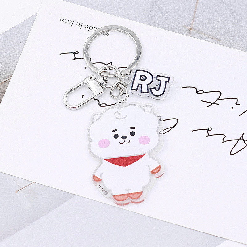 韓国版ボーイズグループ BT21 漫画キーホルダー男性と女性のカップル RJ TATA バッグ車のキーホルダーペンダント|undefined