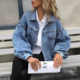 Cross-Border Women's European and American Ins Casual Street Trendy Loose Versatile Short Denim Jacket