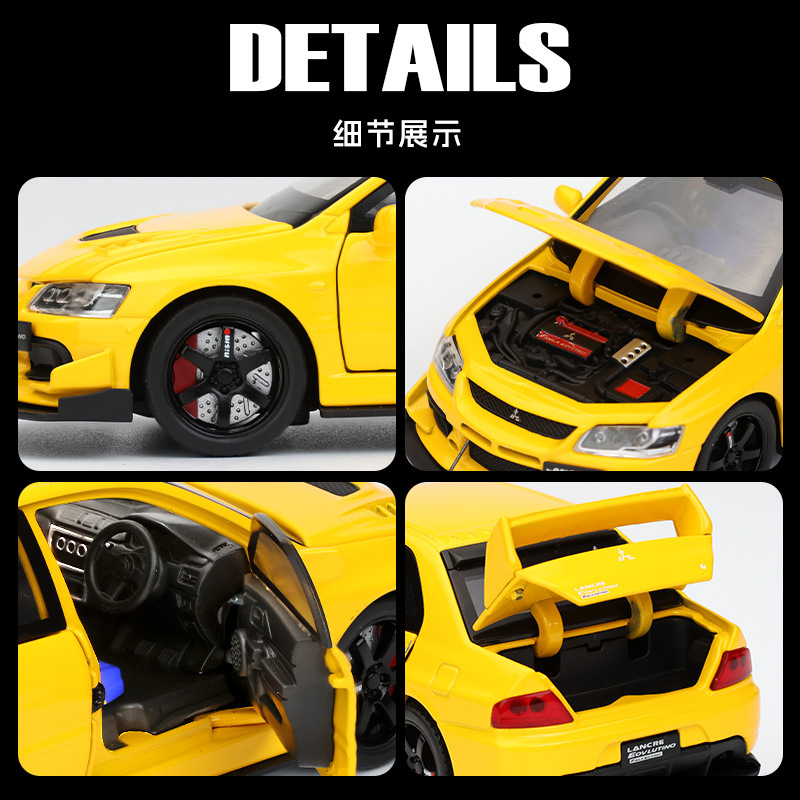 Modelo de Coche de Carreras Mitsubishi EVO de Aleación 1:32 con Base