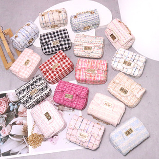 New cross-border girls' bag small bag little girl Chanel style cotton and linen fashion messenger bag Princess side back coin purse