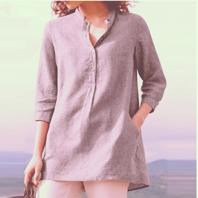 Women'S Gender Patchwork Design Vintage Style Style Wholesale Women'S Vintage Style Solid Color 3/4 Length Sleeve Patchwork Blouses