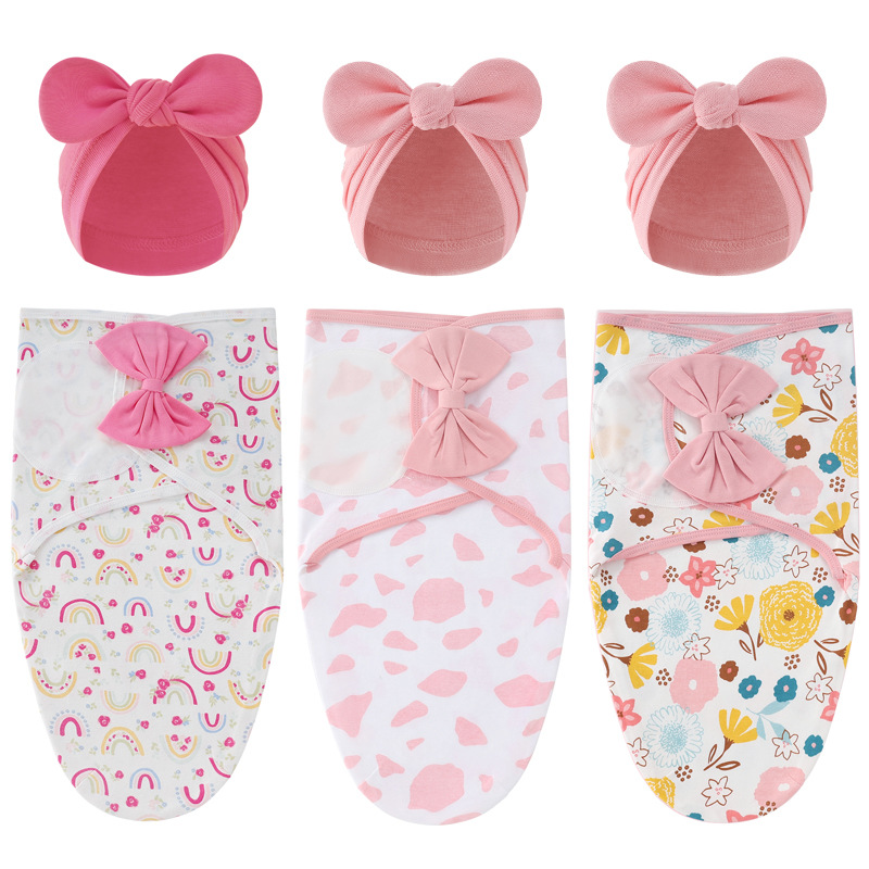 Foreign Trade European and American Newborn Bow Swaddling Baby Spring Silkworm Sleeping Bag Delivery Room Swaddling Baby Anti-Kicking Quilt