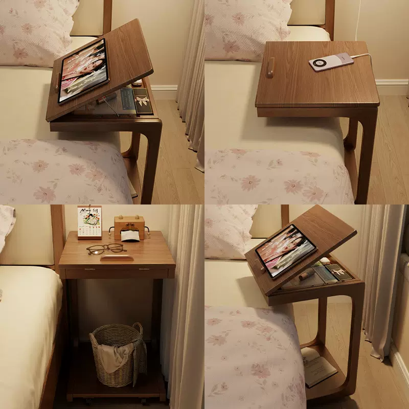 床头柜替代品创意小户型卧室家用可移动床边桌简约实木床头置物架