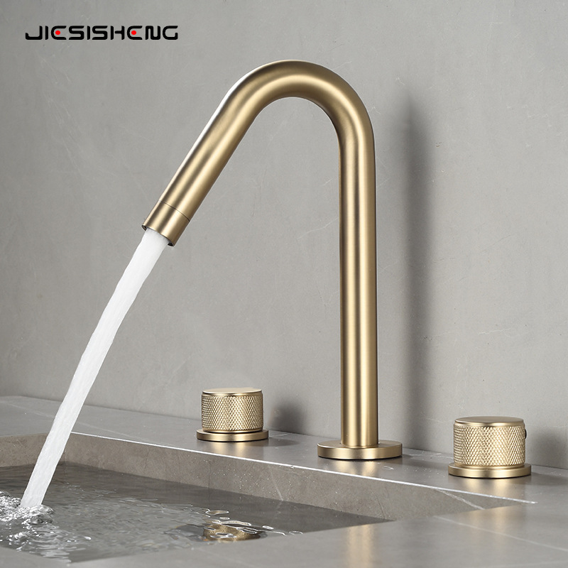 Cross-Border Split Three-Hole Basin Faucet Bathroom Double-Handle Vertical Bathtub Faucet Hot and Cold Splash-Proof Faucet