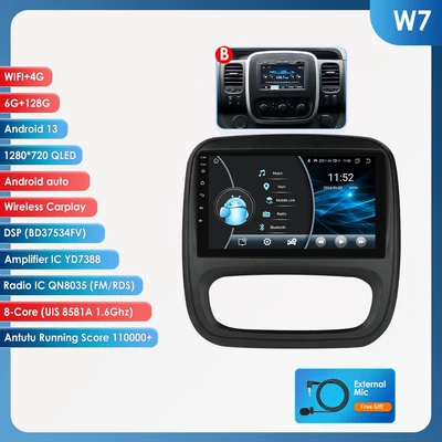 DVD Navigation, for 14-21 Renault Trafic - 6128g-wifi4g-lte-version-8581a-carplay-eight-core-9inch-suitable-for-14-21-traficopel-vivaro-medium-and-low-configuration