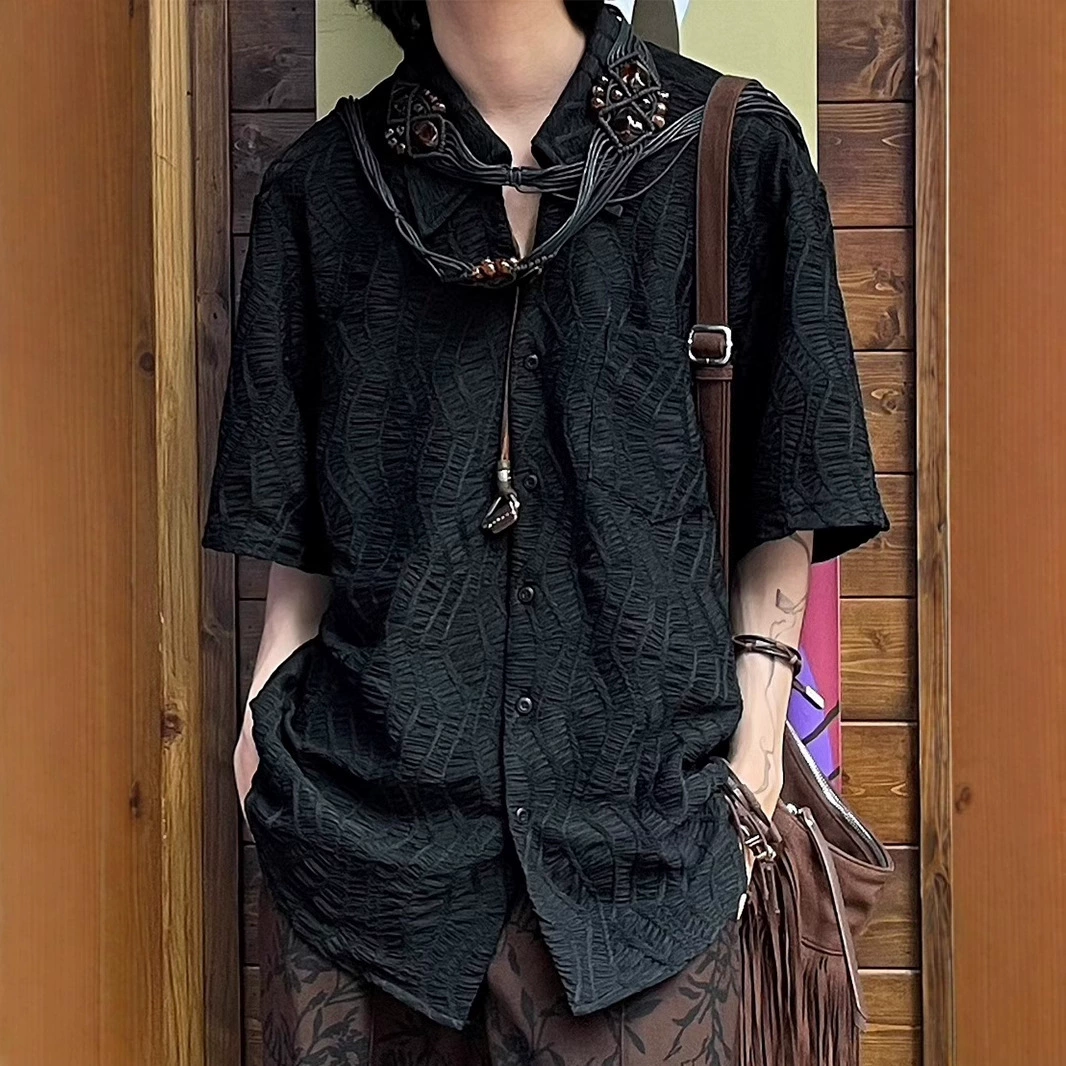 Мужская летняя тонкая свободная рубашка в китайском стиле, кубинский воротник, ретро дизайн, нишевая высококачественная модель.