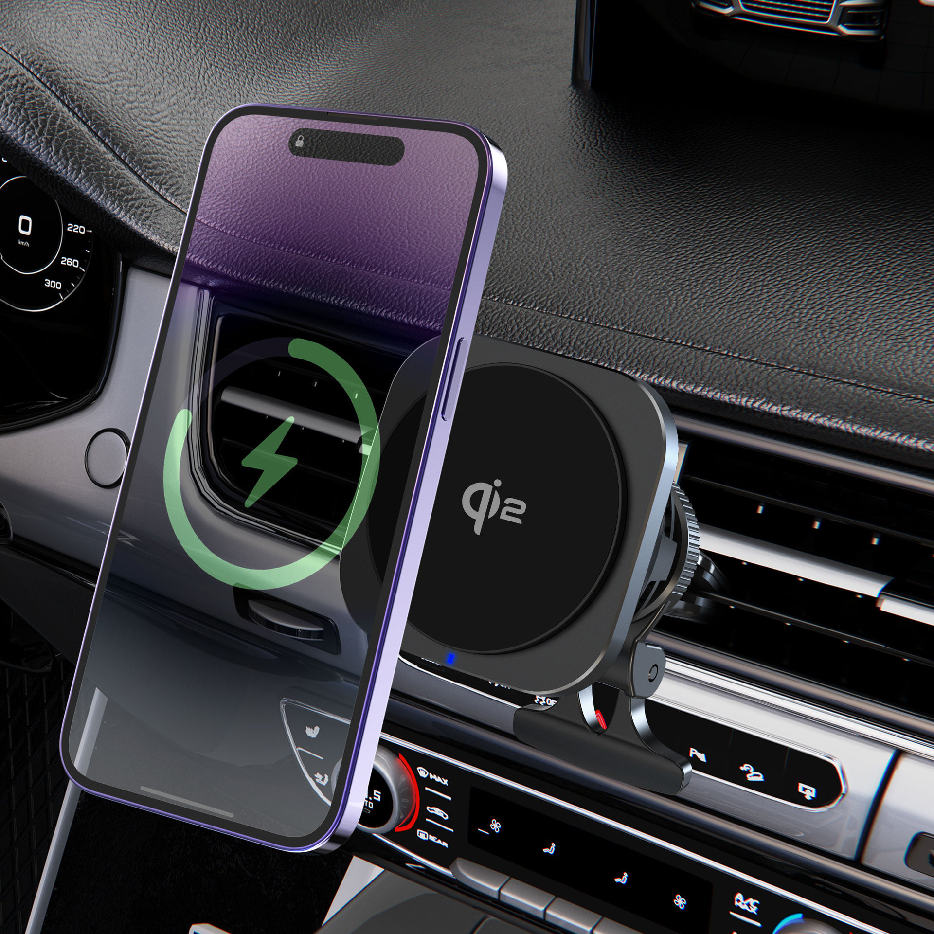 QI2 Semiconductor Refrigeration Cooling Magnetic Car Wireless Charger 15W Fast Charging_voghion.com