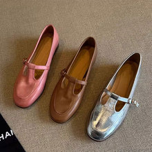 软皮版丁字扣百搭乐福鞋平底单鞋2025年新款玛丽珍英伦风小皮鞋女