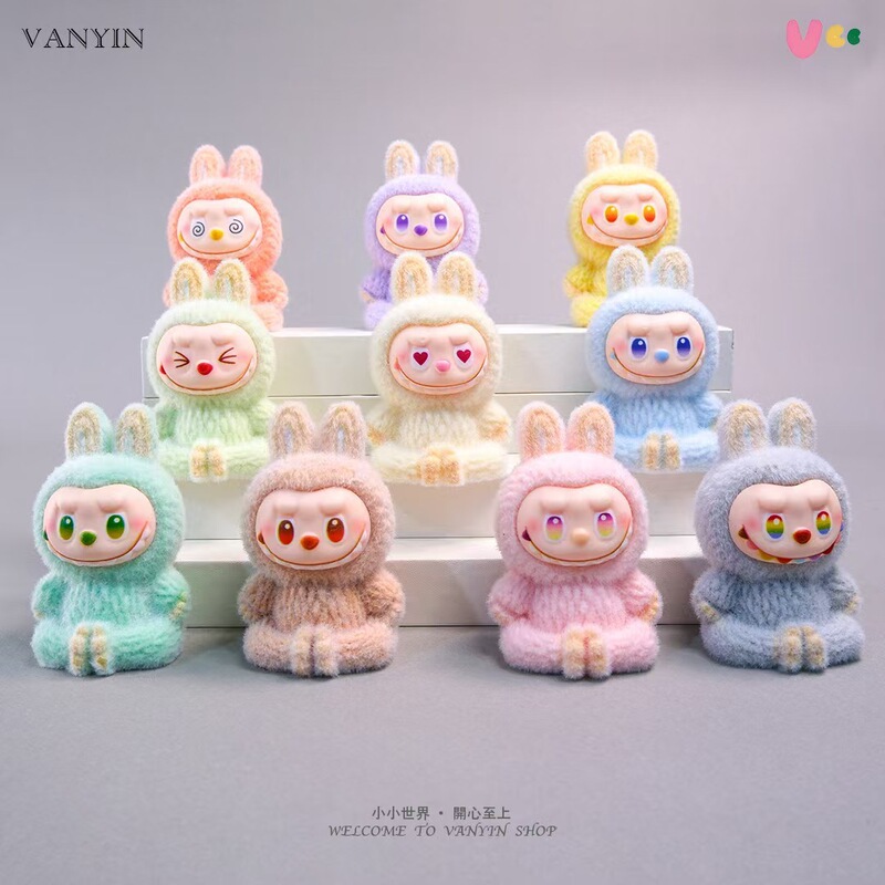 New Three-Dimensional Doll Car Ornaments, Cute Labubu Office Decoration Car Ornaments, Trendy Blind Box Series