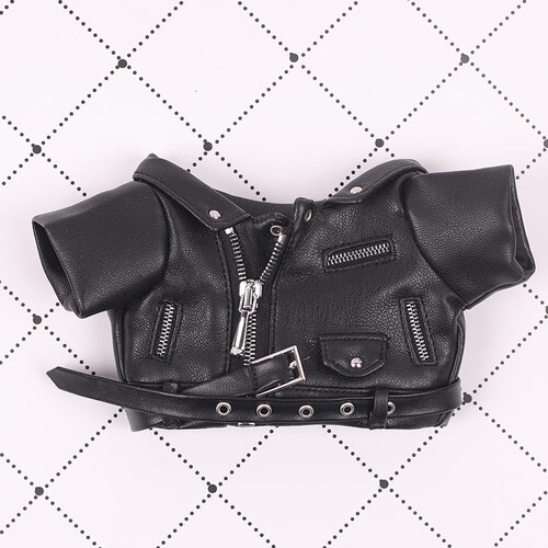 20厘米娃衣皮夹克机车服皮衣棉花娃娃娃衣棉花娃娃公仔同款皮衣