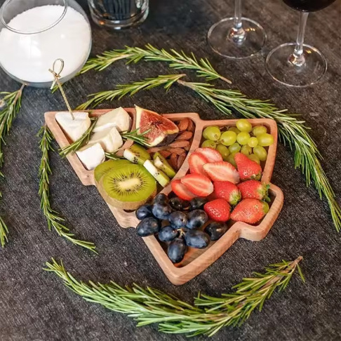 Christmas Wooden Dinner Plate, Creative Cartoon Kidsren's Tableware, Christmas Shaped Wooden Dinner Plate, Tableware, Fruit Plate