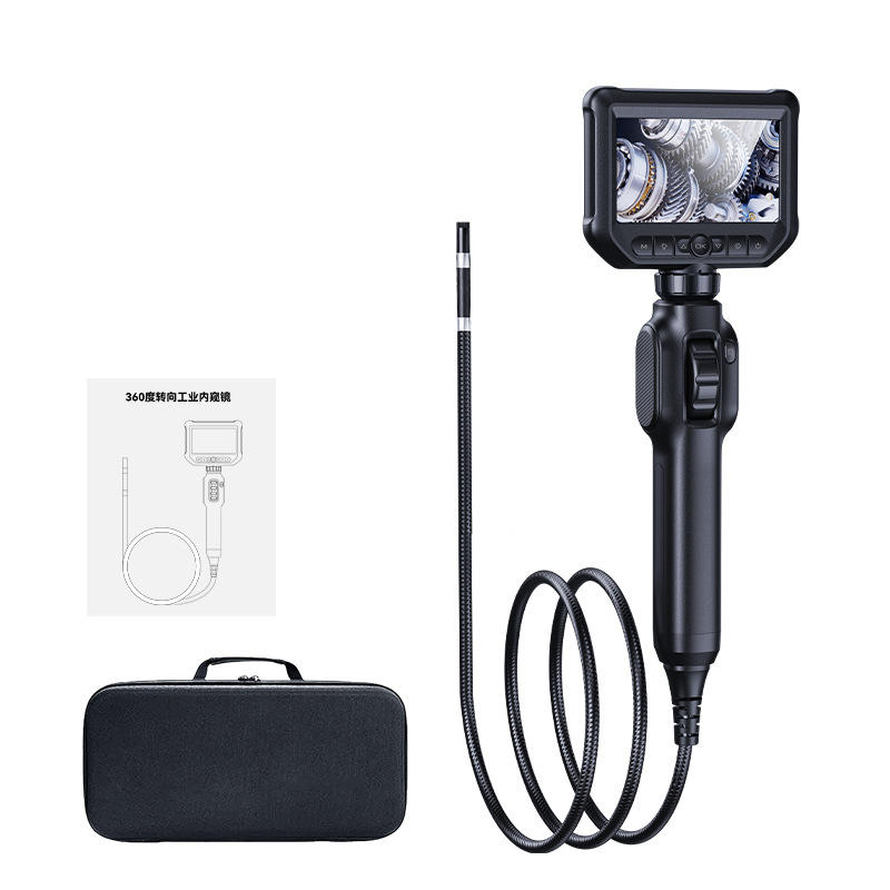 Pantalla de 4.3 pulgadas con rotación de 360 grados ° Endoscopio de Dirección con Lente de Alta Definición para Inspección de Tuberías, Reparación Automotriz, Endoscopio Portátil de Mano
