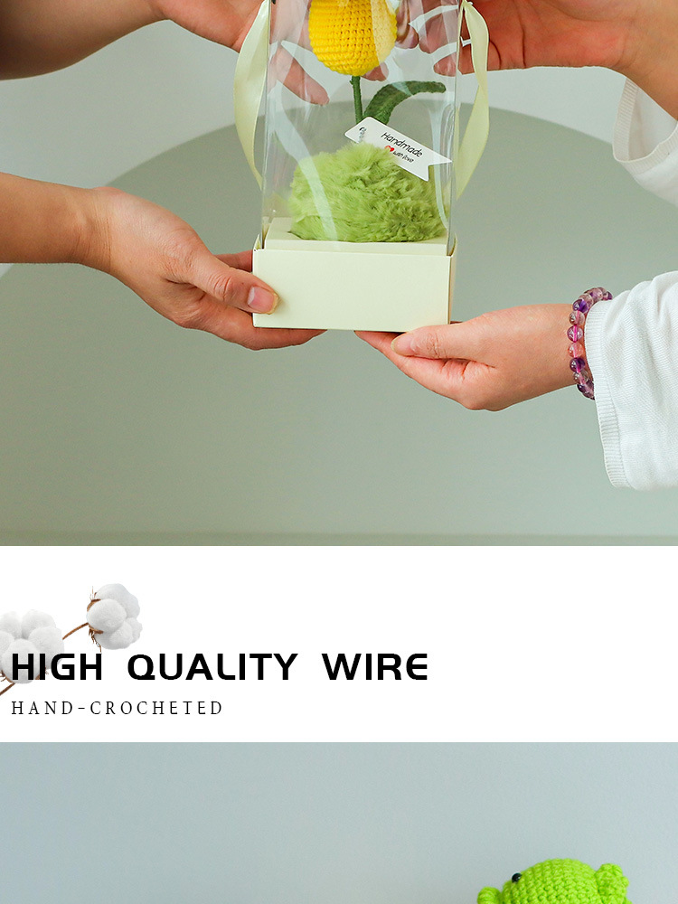 Hand-woven artificial flowers made of wool, potted tulips, oranges, preserved flowers, high-end festival business gift ornaments pic 5