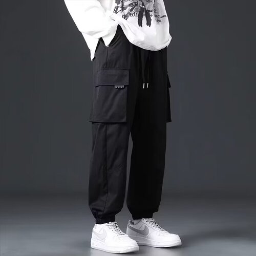 Men's Work Casual Ankle Pants Spring and Autumn New Khaki Color Leisure Pants Street Style Boys Multi-Pocket Sport Long Pants