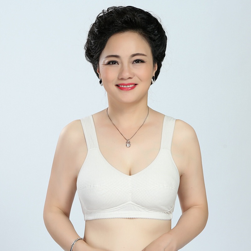 Zhangyan Middle-aged and Elderly Bra Vest-style Cotton-padded Back Buckle Sports Sleep Yoga Comfortable Bra No-rimless Underwear