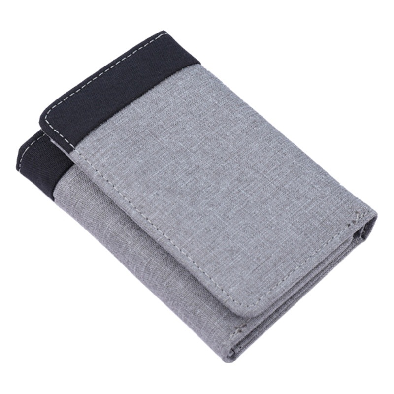 Cartera de lona corta triple Cartera de hombre de mezclilla de comercio electrónico transfronterizo suministro de contraste de color pequeña cartera en stock al por mayor