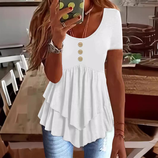fashionable solid short sleeve dress
