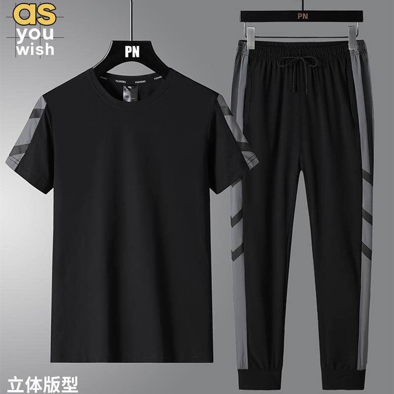 2024 traje de ocio deportivo transpirable de secado rápido ropa de hombre verano nuevo estilo pantalones de manga corta hombres a juego guapo