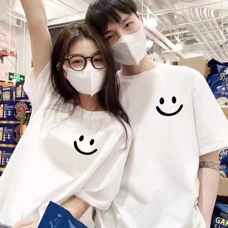 Couple's Summer Outfits 2024 New Trendy Short-Sleeve T-Shirts, Popular on Instagram, Hong Kong Style, Trendy Brand, Class Uniforms