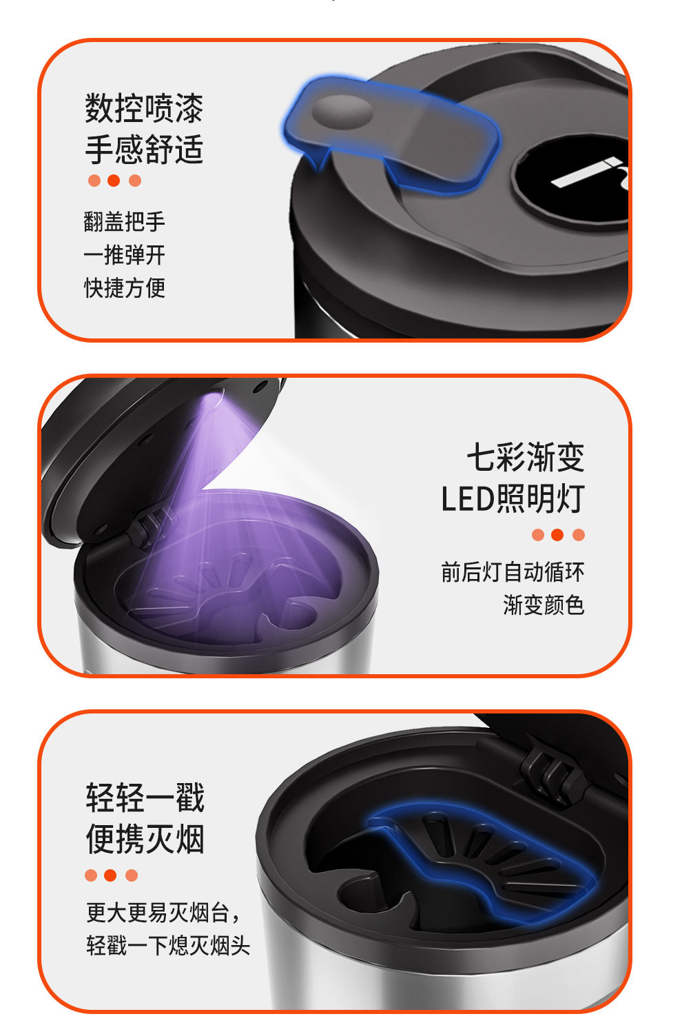 Car and Home Dual-Use Ashtray with Lid, Anti-Ash Spill, Car Coffee Anti-Ash Storage Rack, Wholesale Anti-Ash Fly