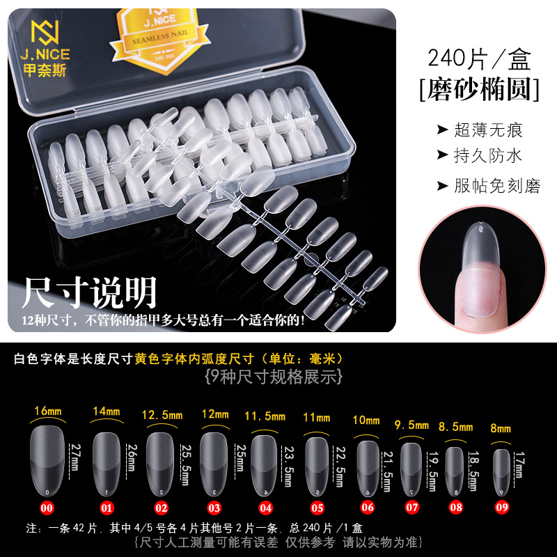 Arco plano europeo y americano sin costura talla libre molienda en caja transparente esmerilado desmontable extensión completa y media de doble uso esmalte de uñas