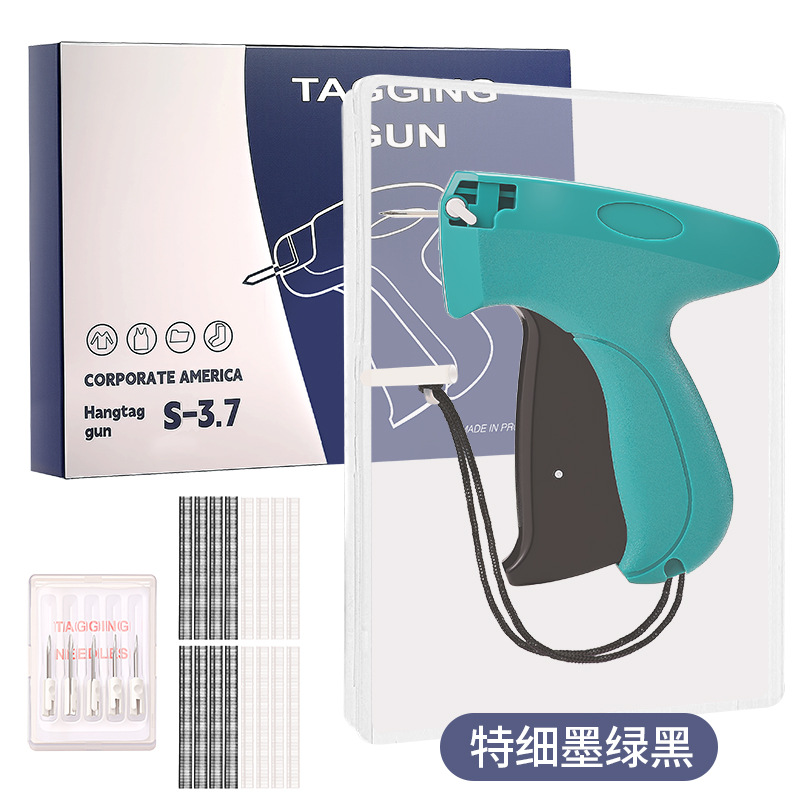 매우 미세한 짙은 녹색 및 검정색 재봉총 + 바늘 상자 1개 + 플라스틱 바늘 1000개