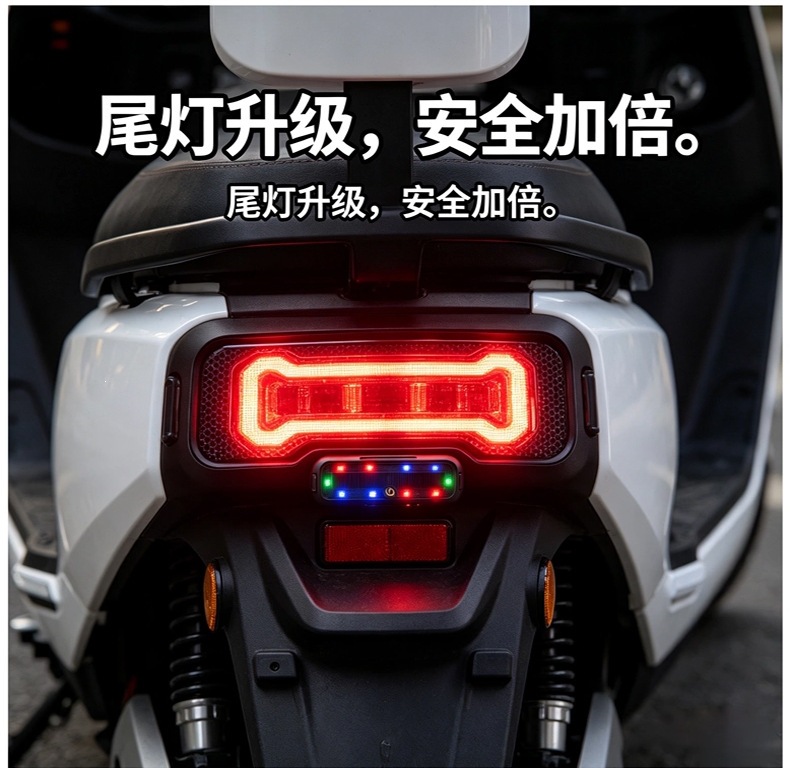 Car solar-powered charging grille light for night riding, anti-tail collision warning light for motorcycles and electric vehicles, universal flashing warning light