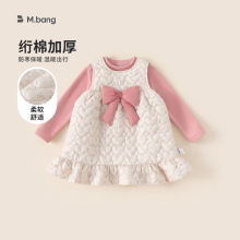 邦选女童套装新款甜美T恤背带裙宝宝两件套加绒加厚儿童套装裙