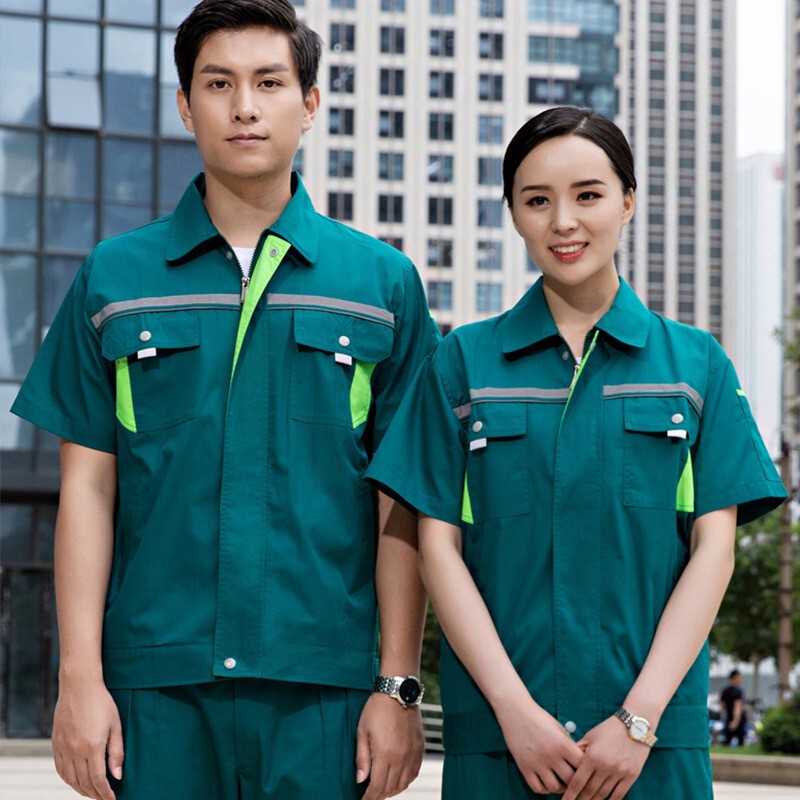 Garden Greening Summer Short-sleeved Work Clothes Suit Men's Thin Breathable Auto Repair Clothes Sanitation Tooling Wear-resistant Work Suit Garden Greening Summer Short-sleeved Work Clothes Suit Men's Thin Breathable Auto Repair Clothes Sanitation Tooling Wear-resistant Work Suit