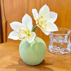 蕙兰仿真花假花摆设餐桌装饰品插花床头柜餐桌玄关电视柜花艺摆件