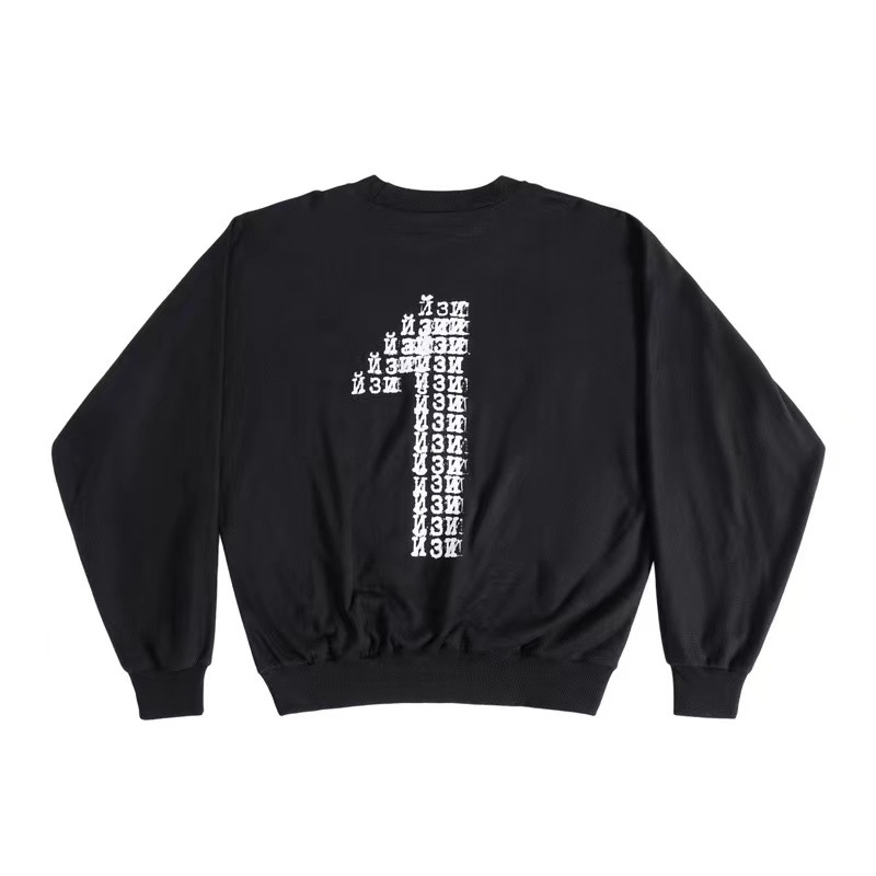 Kanye Shanghai Concert Peripheral Loose Shoulder No. 1 Printed Integrated Cut Crew Neck Sweater_viptrois.com