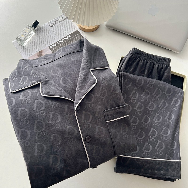 Winter Thermal Cardigan Pajamas for Men, Warm Casual Thickened Lapel Men's Youth Home Wear Set Live Cross-Border