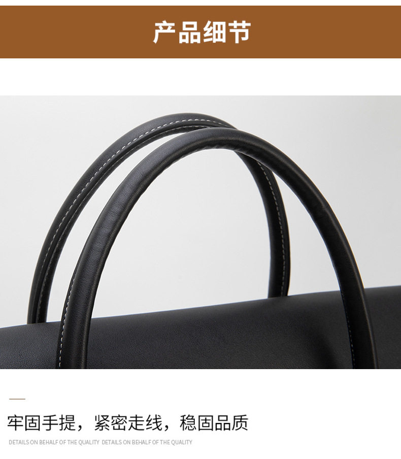 Túi xách tay nam da bò thật kiểu công sở đựng laptop 14 inch dung tích lớn 38×10×30 cm — Da thuộc thực vật màu đen chi tiết 18