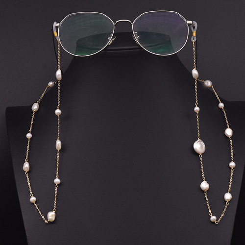 Natural baroque pearl glasses chain hanging chain jewelry without glasses ins style beaded eye accessories anti-lost women
