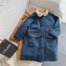 秋冬女童装风衣外套宝宝洋气儿童个性潮牌韩版加绒加厚派克服大衣