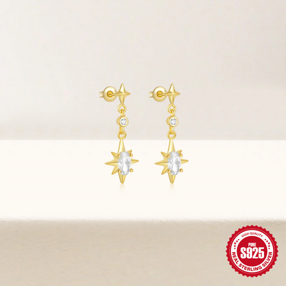 1g Weight 925 Sterling Silver Ear Needle Material 18K Gold Plated Plating Material Drop Earrings Classification 1 Pair Quantity Date, Tea Party Occasion 925 Sterling Silver Material Geometric Pattern All Seasons Season Women's Gender Elegant, Sweet Style 1 Pair 18K Gold Plated 925 Sterling Silver 925 Sterling Silver Earrings Geometric Drop Earrings 33