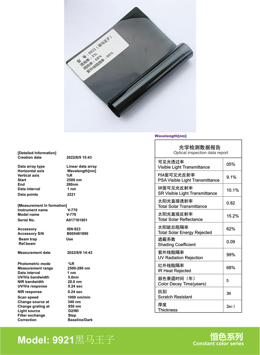 Car Solar Film Wholesale Hengse Series Glass Film Sunscreen Film Explosion-Proof Film Skin Care Film Car Film Full Car Film