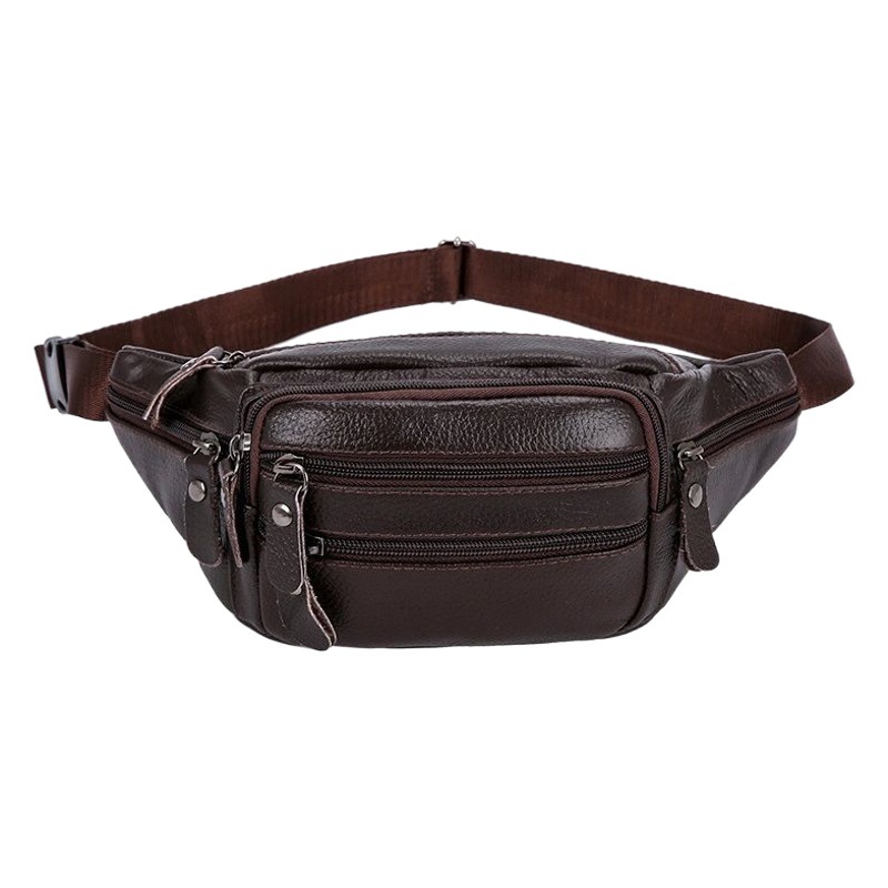 Genuine Leather Waist Bag Men's and Women's Multi-functional Large Capacity Water-splashing-proof Cash register Business Bag Work Site Sports Mobile Phone Wallet