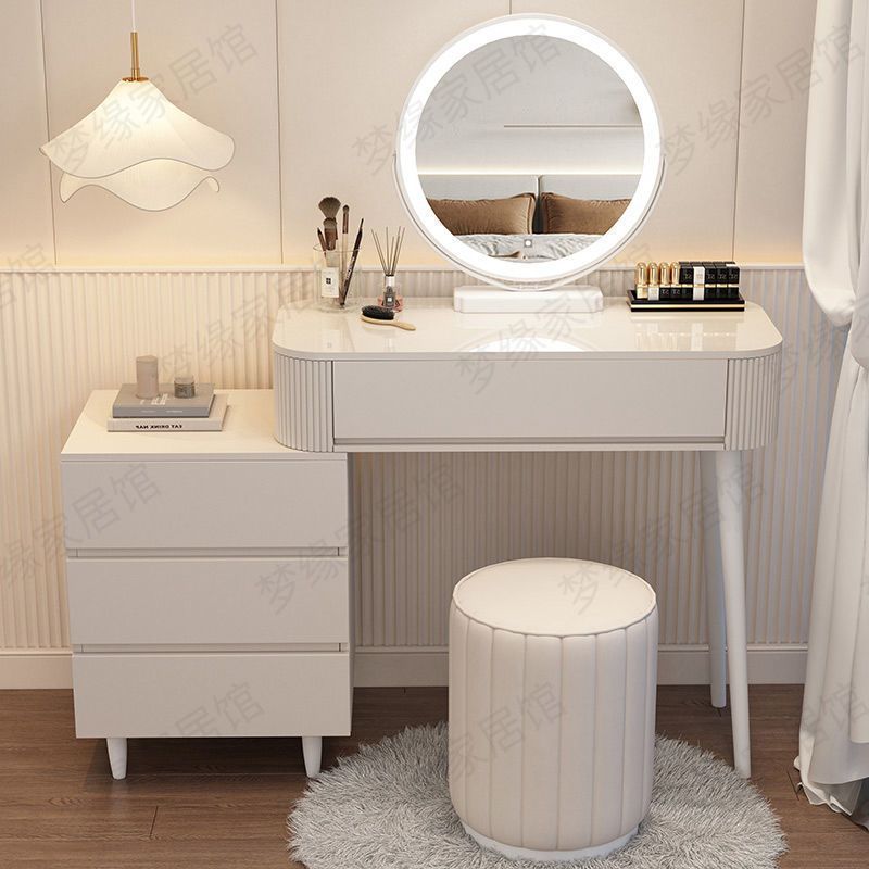심플한 흰색 3단 서랍장 + 원형 거울(핫모델)