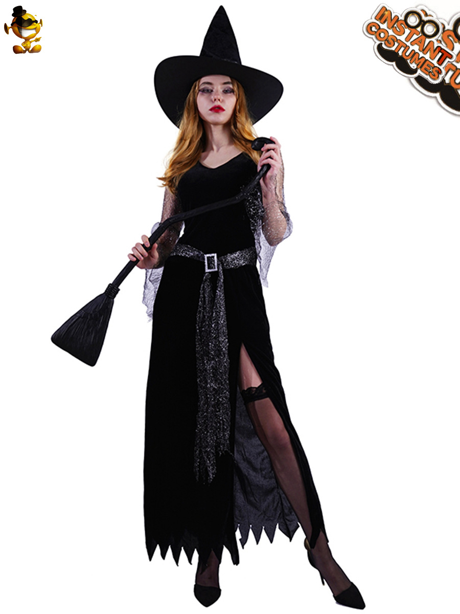 Halloween adulto negro encaje hueco bruja falda bruja partido Cosplay traje etapa