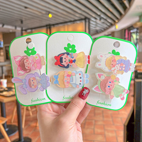 Korean Version New Children's Acrylic Hair Clip for Girls Cute Cartoon Rabbit Princess Press Clip for Babies Bangs Fringe
