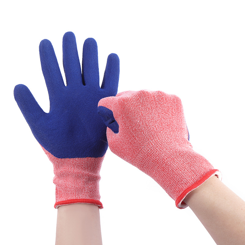 尼龙针织乳胶磨砂防护手套防滑耐磨舒适劳保高弹干活劳保手套浸胶