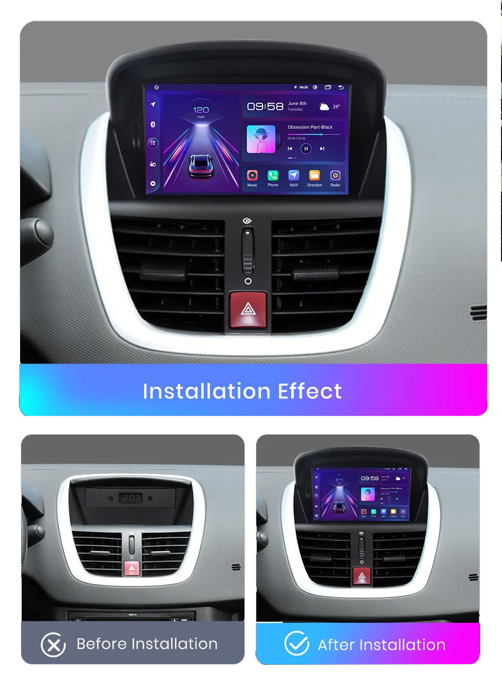 Suitable for 7inch Peugeot 207Cc Android Car Gps High-Definition Screen Mp5 Bluetooth Navigation All-In-One Carplay