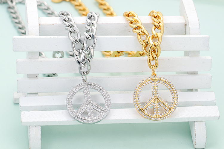 Zircon Inlay Material Pendant Necklace Classification 304 Stainless Steel Copper 18K Gold Plated Fashion Plating Geometric Zircon Pendant Necklace