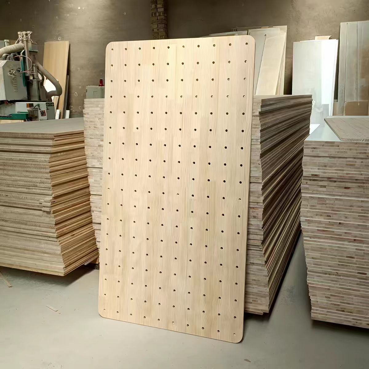 Pine wood perforated board wall storage rack, DIY decorative hanging rack for entryway, custom solid wood perforated board shelf